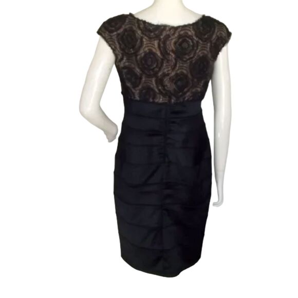 TADASHI Dress, 12, Blue/Tan lace, Bandage Skirt, Scoop neck, Cap sleeves - Picture 8 of 14